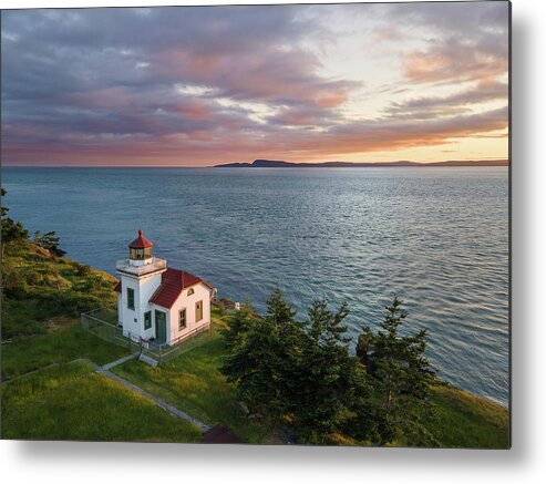 Lighthouse Metal Print featuring the photograph Burrows Island Sunset by Michael Rauwolf
