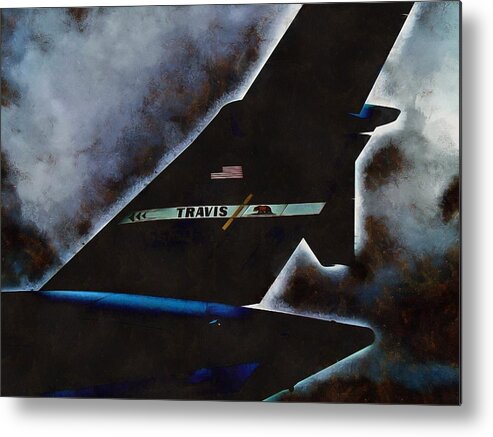 C-17 Globemaster Aircraft Airplane Aviation Usaf Air Force Metal Print featuring the mixed media C-17 at Night by Christopher Reed