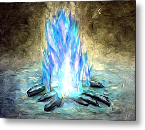 The Entranceway Metal Print featuring the digital art Campfire Blues by Ronald Mills