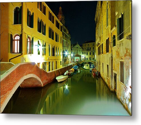 Outdoors Metal Print featuring the photograph Canal in Venice by Bernd Schunack