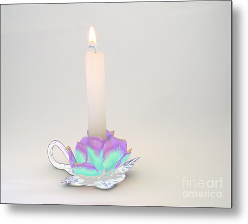 Candle Metal Print featuring the photograph Candle in Holder by Kae Cheatham