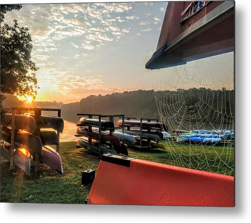  Metal Print featuring the photograph Canoes and Spiders at Dawn by Brad Nellis