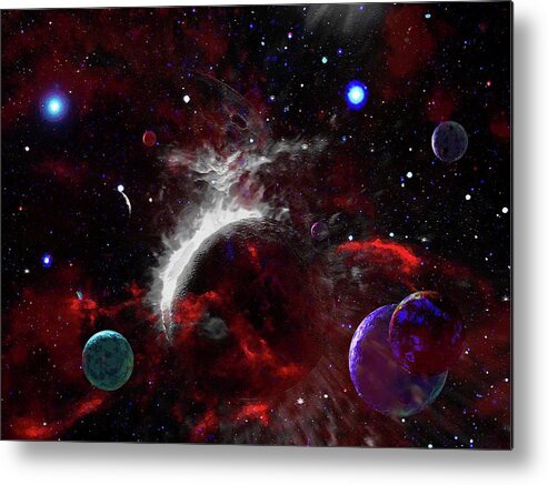  Metal Print featuring the digital art Cataclysm of Planets by Don White Artdreamer