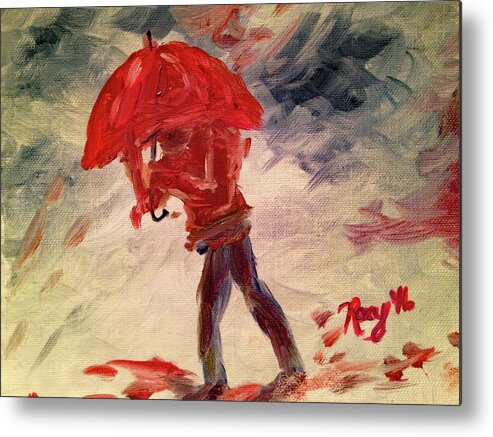 Rain Metal Print featuring the painting Caught by Roxy Rich