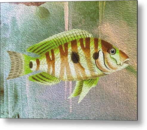 Fish Metal Print featuring the mixed media Portrait of a Cave Dwelling Fish by Lorena Cassady