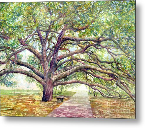 Oak Metal Print featuring the painting Century Tree-pastel colors by Hailey E Herrera