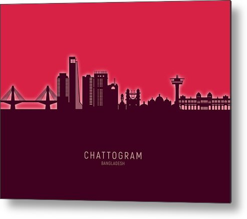 Chattogram Metal Print featuring the digital art Chattogram Bangladesh Skyline #02 by Michael Tompsett