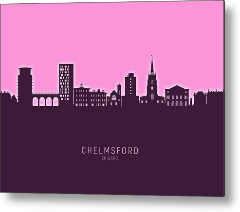 Chelmsford Metal Print featuring the digital art Chelmsford England Skyline #56 by Michael Tompsett