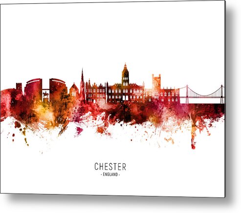 Chester Metal Print featuring the digital art Chester England Skyline #82 by Michael Tompsett