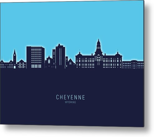 Cheyenne Metal Print featuring the digital art Cheyenne Wyoming Skyline #64 by Michael Tompsett