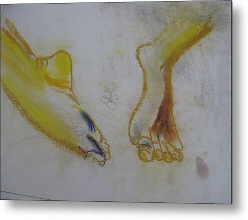  Metal Print featuring the drawing Chieh's Feet by AJ Brown