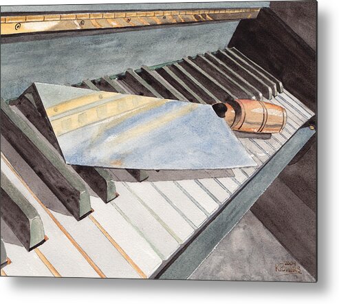 Piano Metal Print featuring the painting Chopstix by Ken Powers