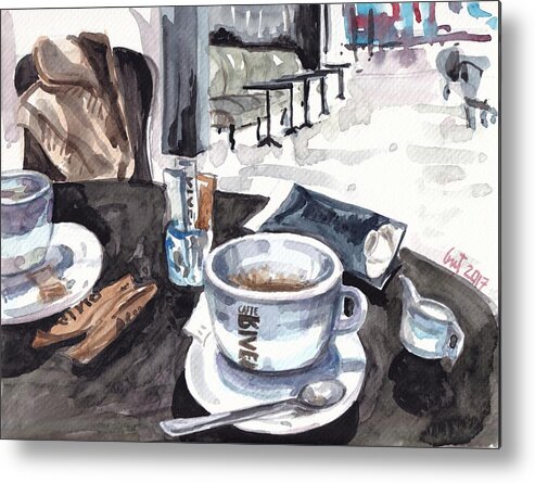 Coffee Metal Print featuring the painting Coffee Break by George Cret