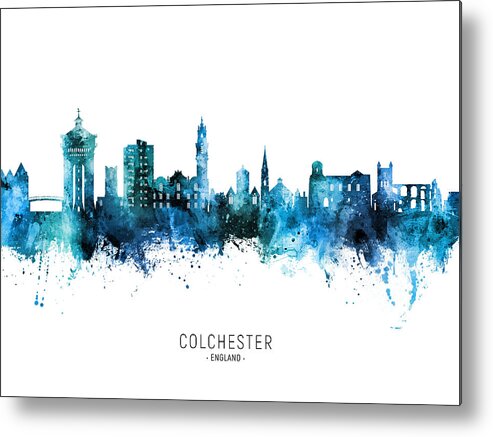 Colchester Metal Print featuring the digital art Colchester England Skyline #39 by Michael Tompsett