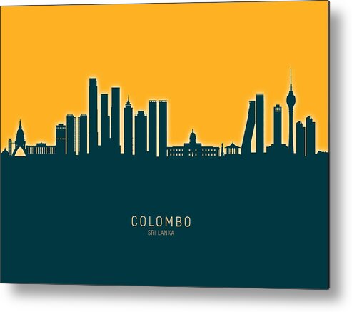 Colombo Metal Print featuring the digital art Colombo Sri Lanka Skyline #99 by Michael Tompsett