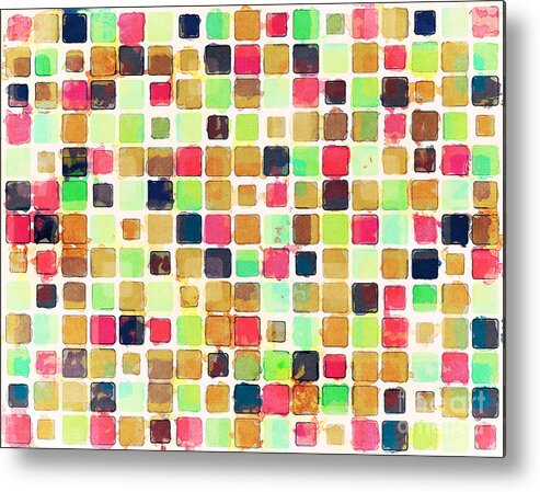 Geometric Metal Print featuring the digital art Colorful Textured Squares by Phil Perkins