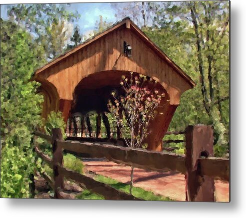 Photographer In North Ridgeville Metal Print featuring the photograph Covered Bridge At Olmsted Falls-Spring by Mark Madere