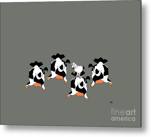 Cows Metal Print featuring the painting Dancing Cows by Rachel Lowry