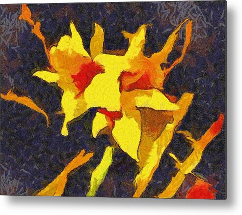Lily Metal Print featuring the mixed media Daylilies at Night by Christopher Reed