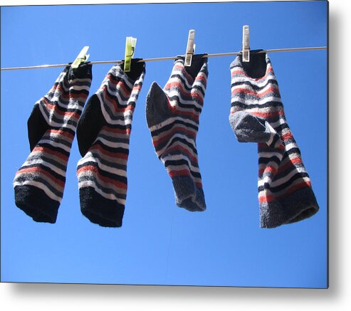 In A Row Metal Print featuring the photograph Drying Socks by Stwief