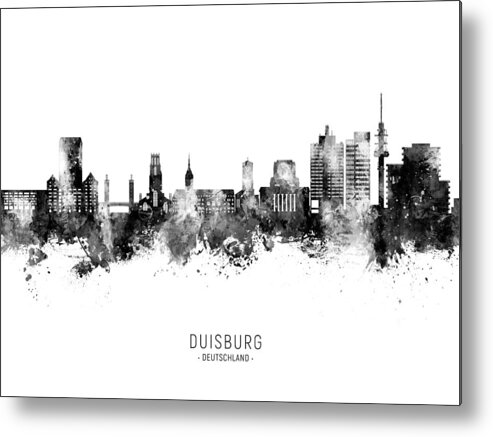 Duisburg Metal Print featuring the digital art Duisburg Germany Skyline #27 by Michael Tompsett
