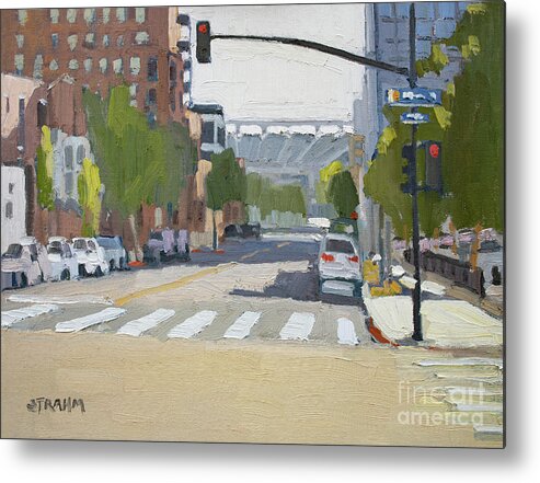 East Village Metal Print featuring the painting East Village Near Petco Park - San Diego, California by Paul Strahm