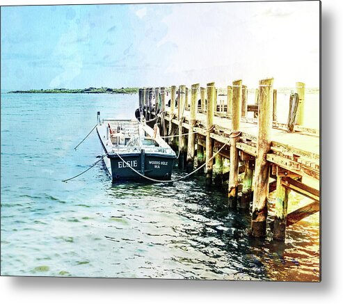 Cape Cod Metal Print featuring the mixed media Elsie on the Water by Marianne Campolongo