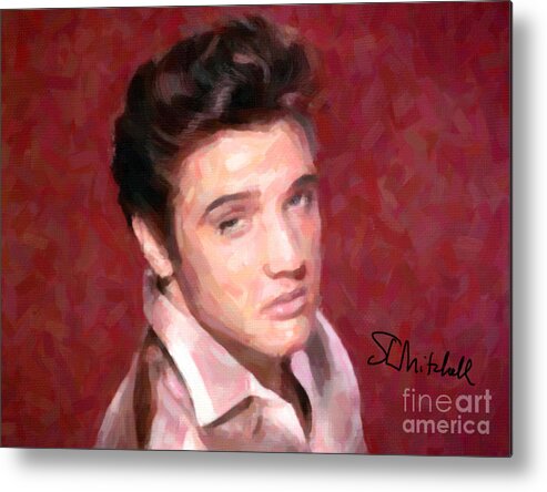 Rock And Roll Metal Print featuring the painting Elvis#2 by Steve Mitchell