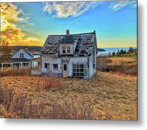 Abandoned Home Prairie Home Old House Wreck Cottage Metal Print featuring the photograph Evening light by David Matthews
