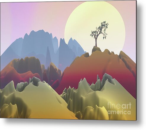 Fantasy Landscape Metal Print featuring the digital art Fantasy Mountain by Phil Perkins