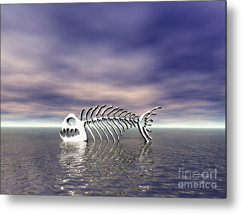 Fish Metal Print featuring the digital art Fish Bones by Phil Perkins