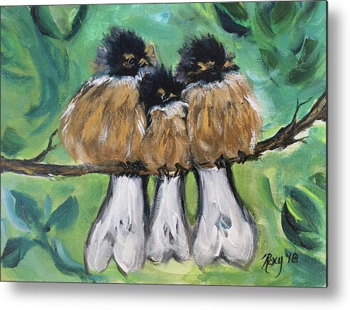 Birds Metal Print featuring the painting Fluffies by Roxy Rich