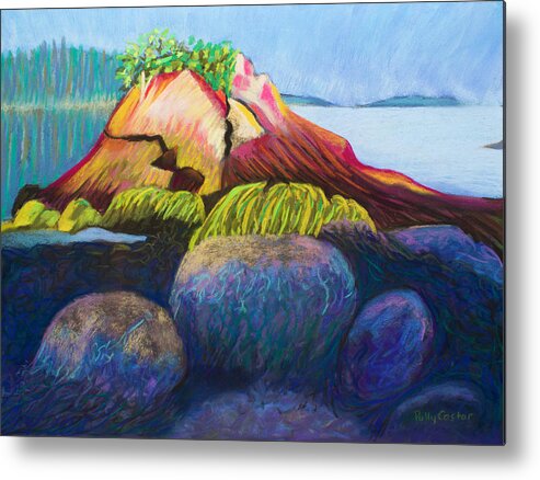 Maine Metal Print featuring the painting Focal Point on Hendrick's Head Beach by Polly Castor
