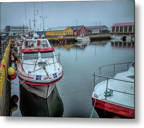 Landscape Metal Print featuring the photograph Foggy Day at Siglifjordur Harbor by Kristia Adams