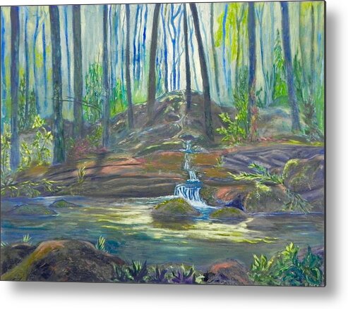 Moody Metal Print featuring the painting Forest Magic by Erika Dick