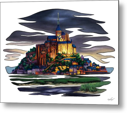 France Metal Print featuring the painting France colorful landscape, Saint Michael's Mount by Nadia CHEVREL