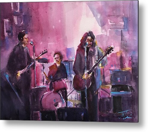 Musicians Metal Print featuring the painting Garage Band by Judith Levins