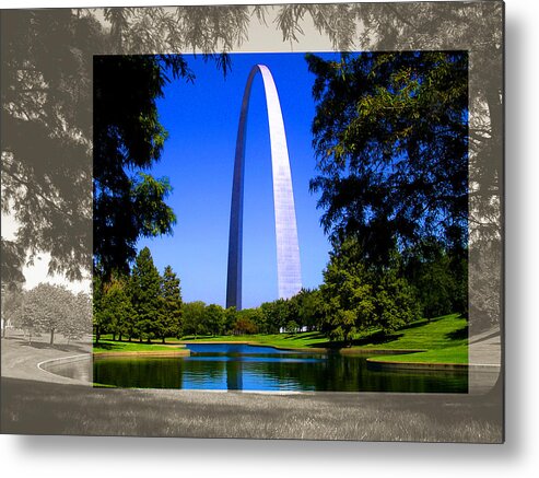 Architecture Metal Print featuring the photograph Gateway Arch Trees Landscape by Patrick Malon