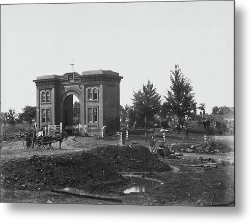 Vintage Metal Print featuring the photograph Gateway of Cemetery, Gettysburg by Timothy H O'Sullivan