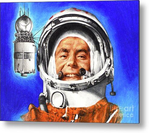 Paul And Chris Calle Metal Print featuring the painting Gherman Titov - Vostok II - 6 August 1961 by Paul and Chris Calle