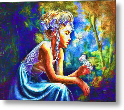 Paint Metal Print featuring the painting Girl portrait 8 by Nenad Vasic