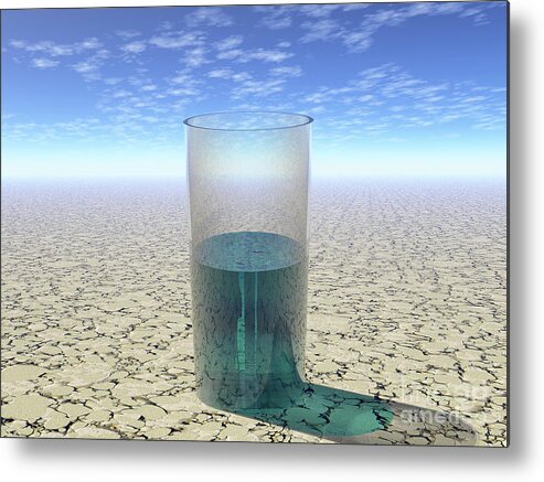 Glass Metal Print featuring the digital art Glass of Water by Phil Perkins