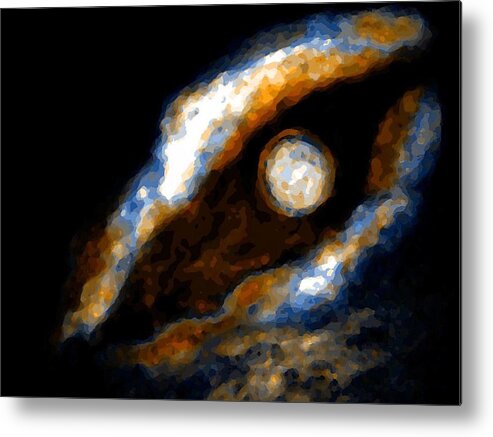 Spacescape Metal Print featuring the mixed media Golden moon by Joseph Ferguson