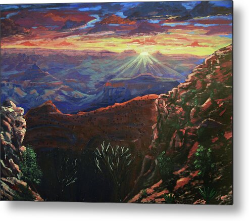 Grand Canyon Metal Print featuring the painting Grand Canyon Sunrise by Chance Kafka