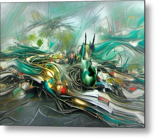Digital Metal Print featuring the digital art Green Abstract by Beverly Read