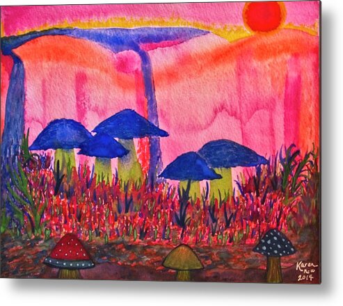 Mushrooms Metal Print featuring the painting Growing Dreams by Karen Nice-Webb