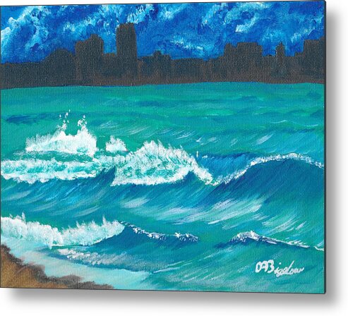 Wave Metal Print featuring the painting Hamilton Beach 2 by David Bigelow