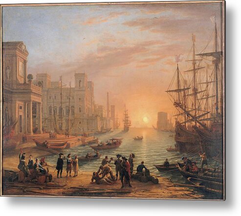 Italy Metal Print featuring the painting Harbour Scene at Sunset by MotionAge Designs