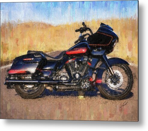Motorcycle Metal Print featuring the painting Harley-Davidson CVO Road Glide Motorcycle by Vart by Vart