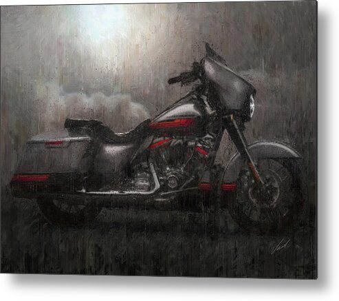 Motorcycle Metal Print featuring the painting Harley-Davidson STREET GLIDE grey Motorcycles by Vart by Vart